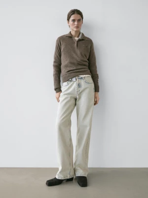 Jeansy Ze Średnim Stanem I Szerokimi Nogawkami - Jasnoniebieski - - Massimo Dutti - Kobieta