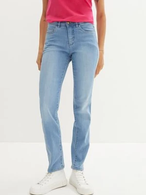 Jeansy ze stretchem, mid waist, prosta nogawka bonprix