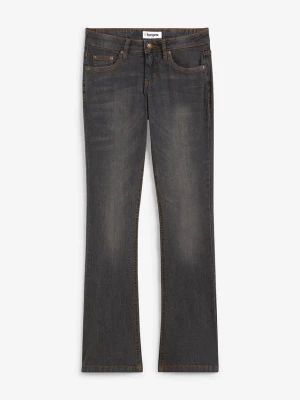 Jeansy ze stretchem o kroju bootcut, mid waist BonPrix czarny