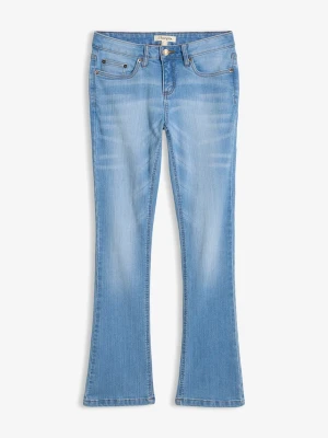Jeansy ze stretchem o kroju bootcut, mid waist BonPrix niebieski