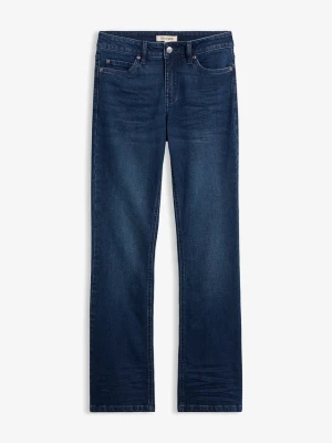 Jeansy ze stretchem o kroju bootcut, mid waist BonPrix niebieski