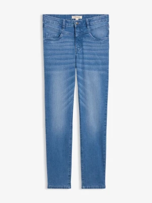 Jeansy skinny, high waist, cropped BonPrix niebieski