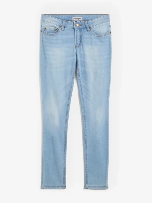 Jeansy ze stretchem skinny, mid waist BonPrix niebieski
