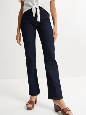 Jeansy ze stretchem, straight, mid waist BonPrix niebieski