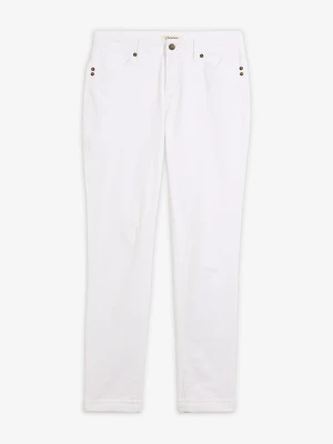 Jeansy ze stretchem straight, mid waist BonPrix biały