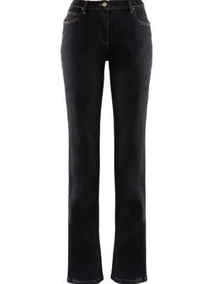 Jeansy ze stretchem straight, mid waist BonPrix czarny