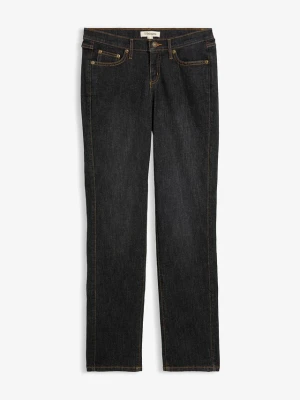 Jeansy ze stretchem, straight, mid waist BonPrix czarny