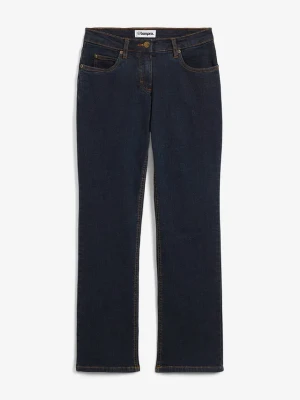Jeansy ze stretchem straight, mid waist BonPrix niebieski