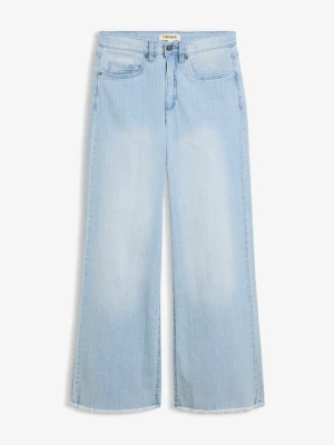 Jeansy ze stretchem wide leg, high waist BonPrix niebieski