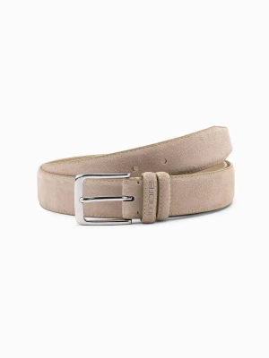 Jednobarwny pasek męski z naturalnego zamszu – beżowy V2 Ombre Clothing