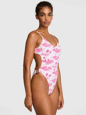 PINK Jednoczęściowy strój kąpielowy z odkrytymi plecami Victoria's Secret