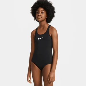 Jednoczęściowy strój kąpielowy z wycięciem na plecach dla dużych dzieci (dziewcząt) Nike Swim Effortless Essential - Czerń