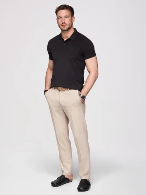 Jednokolorowa koszulka męska polo BASIC z dzianiny pique - czarna V1 - Rozmiar: 4XL Ombre Clothing