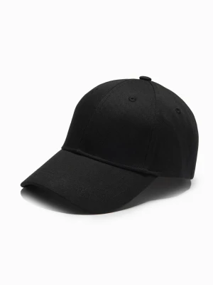 Jednokolorowa męska czapka bejsbolówka z daszkiem – czarna V1 Ombre Clothing