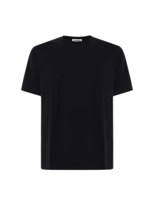 Jednokolorowy Bawełniany T-Shirt z Dekoltem w Szpic Jil Sander