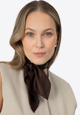 Jednolita damska apaszka z jedwabiu brązowa Wittchen