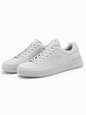 Jednolite casualowe buty męskie z eko nubuku – jasnoszare V2 - Rozmiar: 43 Ombre Clothing