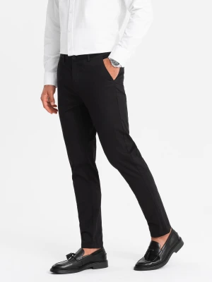 Jednolite męskie spodnie chinosy SLIM FIT – czarne V5 Ombre Clothing