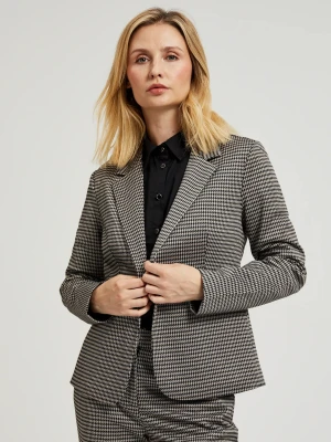 Jednorzędowa marynarka w pepitkę beżowa Moodo