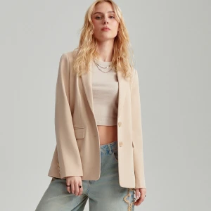 Jednorzędowa taliowana marynarka beżowa House