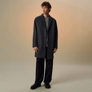 Jednorzędowy płaszcz o prostym kroju grafitowy House