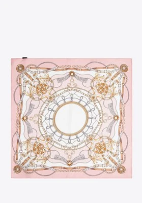 Jedwabna apaszka damska z eleganckim wzorem dekoracyjnym pudrowy róż Wittchen