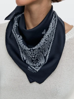 Zdjęcie produktu Jedwabna Apaszka Paisley - Granatowy - - Massimo Dutti - Kobieta