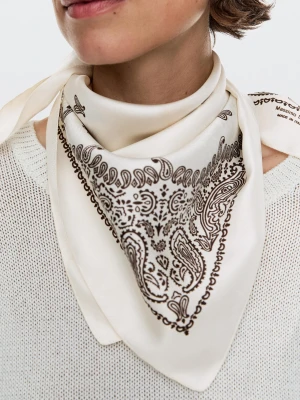 Jedwabna Apaszka Paisley - Surowy - - Massimo Dutti - Kobieta