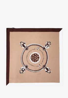 Jedwabna apaszka wzorzysta beżowo - brązowa Wittchen