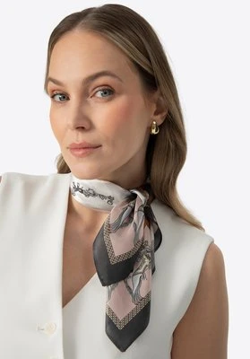 Jedwabna apaszka wzorzysta beżowo - pomarańczowa Wittchen