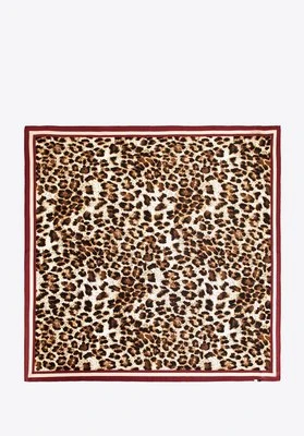 Jedwabna chusta damska w panterkę brązowo - czerwona Wittchen