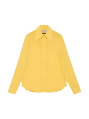 Jedwabna Koszula w Kolorze Słonecznika Gucci