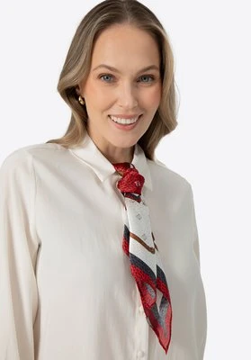 Jedwabna wielokolorowa apaszka biało - czerwona Wittchen