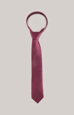 Jedwabny krawat w kolorze ciemnoczerwonym w rzucik Joop