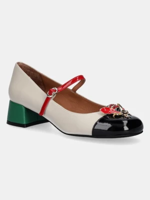 Jeffrey Campbell czółenka skórzane JITTERBUG kolor beżowy na słupku U88-05A