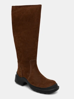 Jeffrey Campbell kozaki nubukowe FORTE damskie kolor brązowy na płaskim obcasie ocieplone JCD-347-4-01