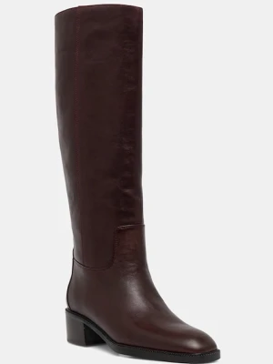 Jeffrey Campbell kozaki skórzane LADA damskie kolor bordowy na płaskim obcasie U321-N01-003
