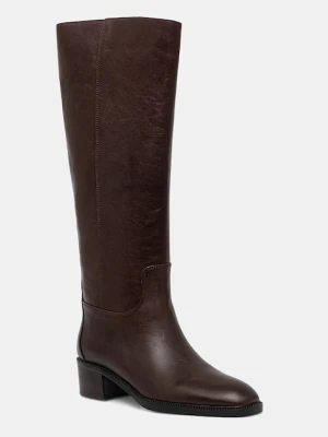 Jeffrey Campbell kozaki skórzane LADA damskie kolor brązowy na płaskim obcasie U321-N01-005