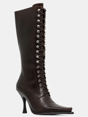 Jeffrey Campbell kozaki skórzane LANI-2 damskie kolor brązowy na szpilce JCD-218-6-01