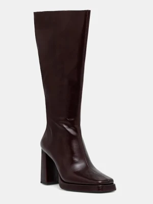 Jeffrey Campbell kozaki skórzane Maximal damskie kolor brązowy na słupku JC-852-1-7