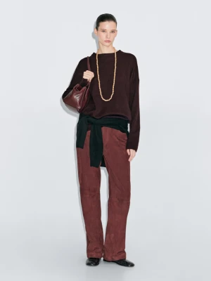 Jersey Oversize Stitch 100% Cashmere - Bordowy - - Massimo Dutti - Female