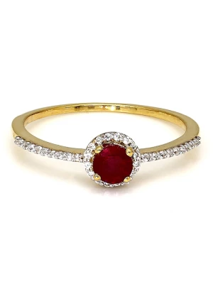 Vittoria Jewels Złoty pierścionek z diamentami i rubinem rozmiar: 51