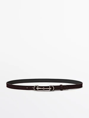 Jeździecki Pasek Ze Skóry Nubukowej - Brązowy - Xs / 75cm - Massimo Dutti - Female