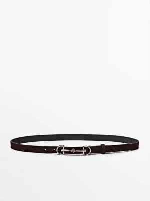 Jeździecki Pasek Ze Skóry Nubukowej - Brązowy - - Massimo Dutti - Kobieta