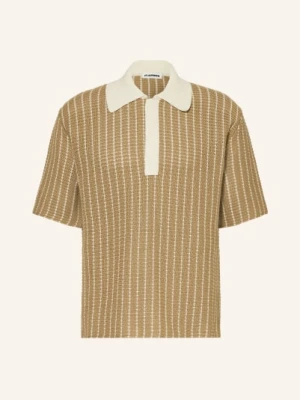 Jil Sander Dzianinowa Koszulka Polo beige