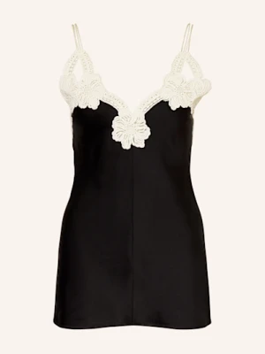 Jil Sander Top Satynowy 107 Z Koronką schwarz