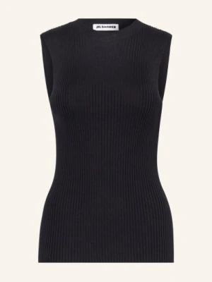 Jil Sander Top Z Dzianiny Z Dodatkiem Jedwabiu blau