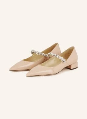 Jimmy Choo Baleriny Mary Jane Z Ozdobnymi Kamykami beige