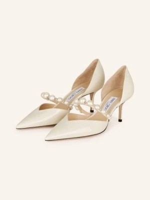 Jimmy Choo Czółenka Aurelie 65 Z Ozdobnymi Perełkami weiss