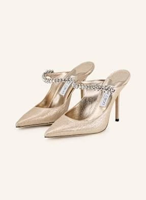 Jimmy Choo Mules Bing Z Ozdobnymi Kamykami gold